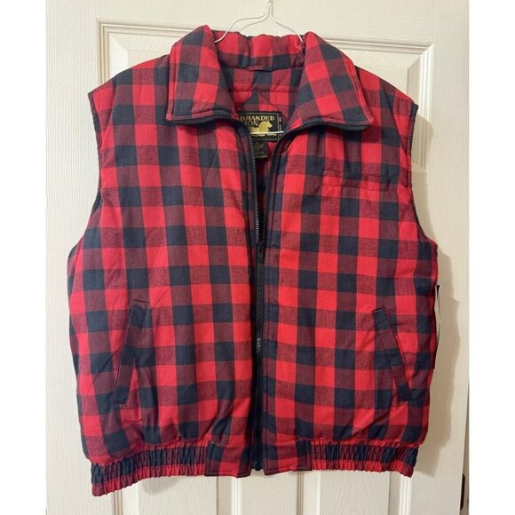 Branded Lion Men Buffalo Plaid Full Zip Vest Warm Puffer Vintage NEW Quilt Check - Picture 12 of 12